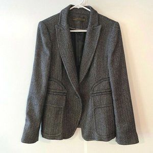 Zara Womens Tweed Jacket Blazer Gray Herringbone L